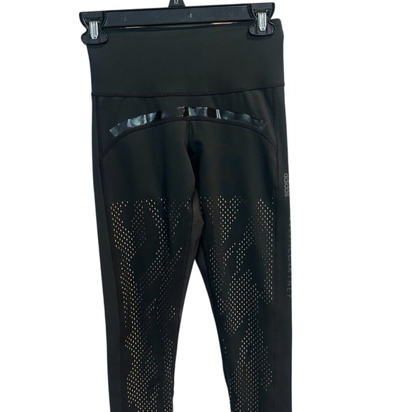 Adidas by Stella McCartney Black Perforated Logo Leggings XS - Picture 2 of 4